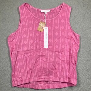Jane + Delancey Tank Top Womens Small Pink Cotton Textured Dobby Garment Dyed